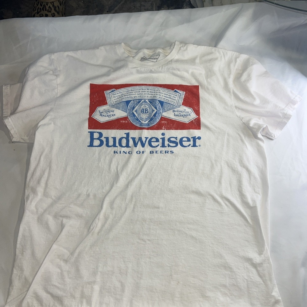 Budweiser Unisex Graphic 100% Cotton White T-Shirt Large , Vintage Western 312‎